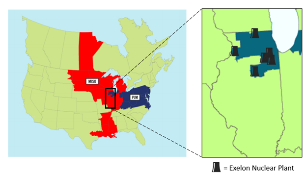 locations of Exelon nuclear plants